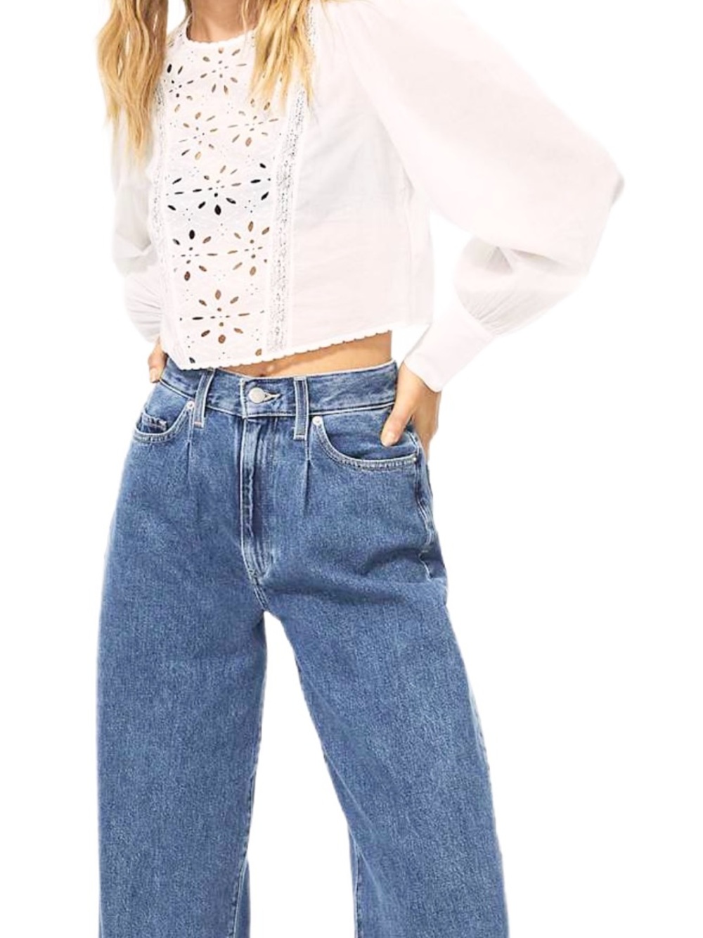 Wilfred Remi Boho Lace Cropped Blouse in White Size X Small
